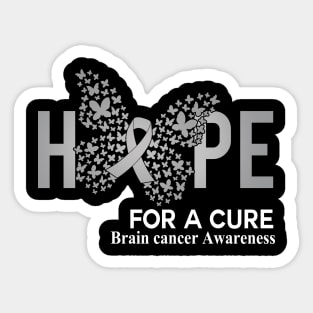 Hope For A Cure Butterfly Gift Brain cancer Sticker